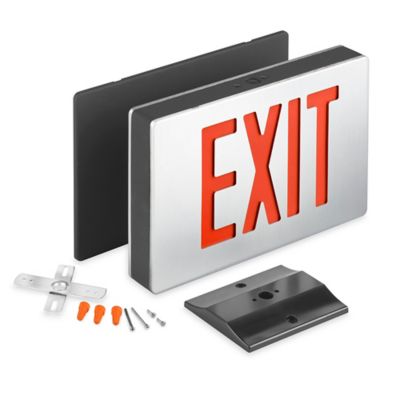 Hard-Wired Exit Sign - Aluminum with Red Letters H-9980 - ULINE
