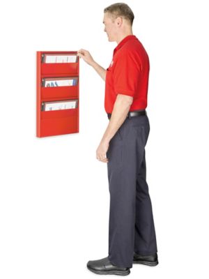 Job Ticket Rack - 5 Pockets, Red H-9982R - ULINE