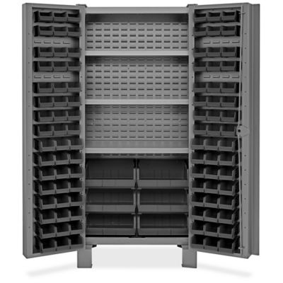 Heavy-Duty Bin Storage Cabinet - 48 x 24 x 78, 168 Clear Bins H-9989C -  Uline