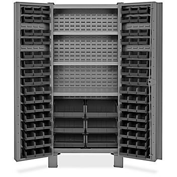 Heavy-Duty Bin Storage Cabinet - 36 x 24 x 78", 102 Black Bins H-9986BL