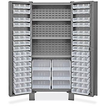 Heavy-Duty Bin Storage Cabinet - 36 x 24 x 78", 102 Clear Bins H-9986C