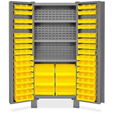 Heavy-Duty Bin Storage Cabinet - 36 x 24 x 78, 102 Yellow Bins - ULINE - H-9986Y