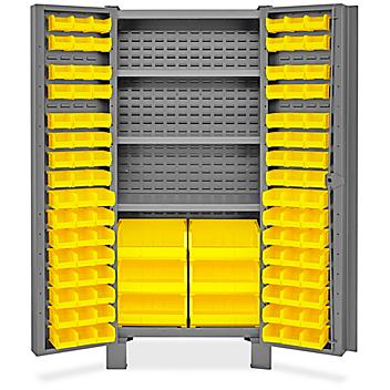 Heavy-Duty Bin Storage Cabinet - 36 x 24 x 78", 102 Yellow Bins H-9986Y