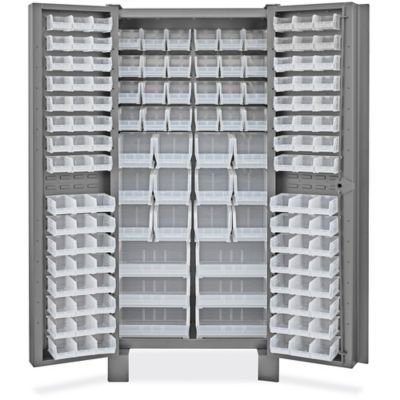 Heavy-Duty Bin Storage Cabinet - 36 x 24 x 78", 138 Clear Bins H-9987C