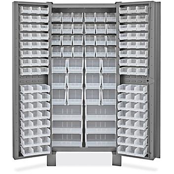 Heavy-Duty Bin Storage Cabinet - 36 x 24 x 78", 138 Clear Bins H-9987C