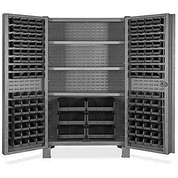 Heavy-Duty Bin Storage Cabinet - 48 x 24 x 78", 126 Black Bins H-9988BL