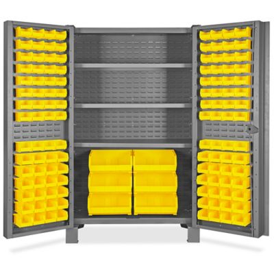 Bin Storage Cabinet - 48 x 24 x 78, 126 Clear Bins