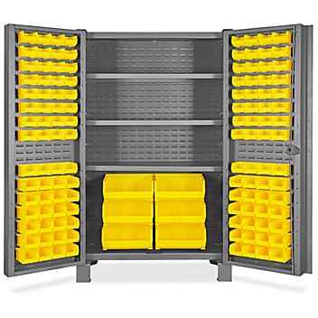 Heavy-Duty Bin Storage Cabinet - 48 x 24 x 78", 126 Yellow Bins H-9988Y
