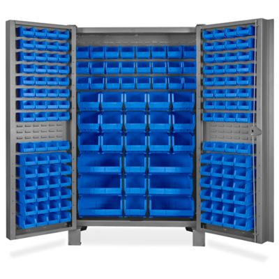 Bin Storage Cabinet - 36 x 24 x 78, 138 Blue Bins