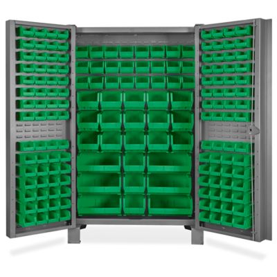 Bin Storage Cabinet - 48 x 24 x 78, 168 Green Bins