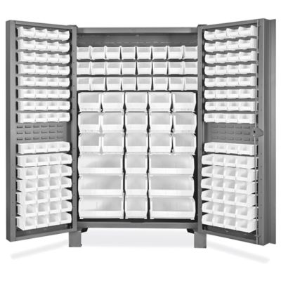 Heavy-Duty Bin Storage Cabinet - 48 x 24 x 78", 168 White Bins H-9989W