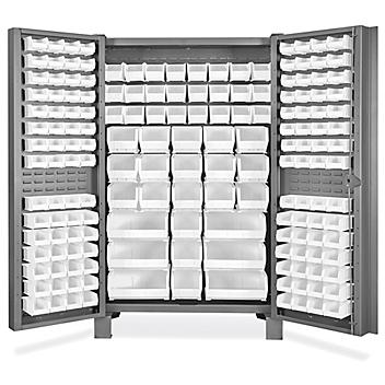 Heavy-Duty Bin Storage Cabinet - 48 x 24 x 78", 168 White Bins H-9989W