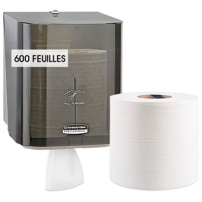Distributeur et serviettes à tirage central