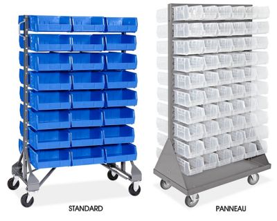 Supports de rangement mobiles pour bacs empilables