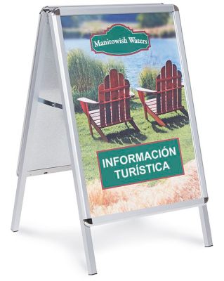 Letrero en A de Aluminio con Molduras Abatibles