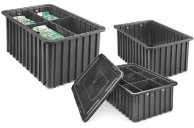 Esd Safe Divider Box Esd Storage Totes Esd Divider Boxes In Stock Uline