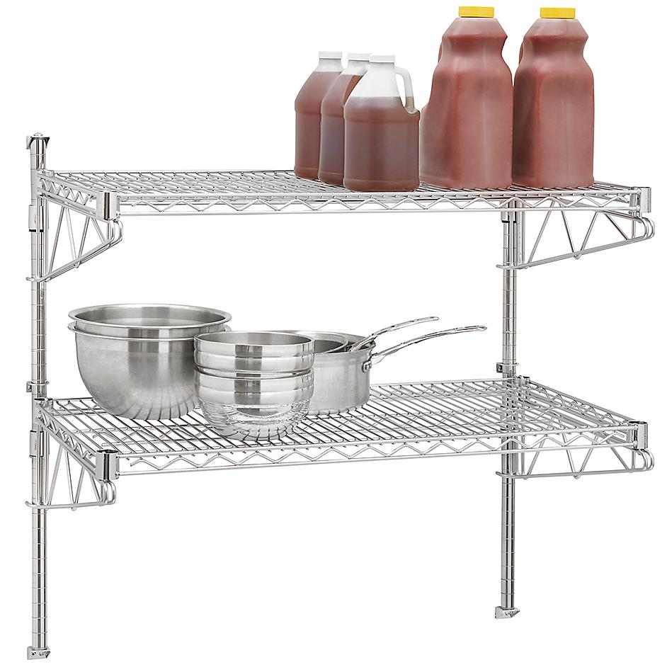 Stainless Steel Wall-Mount Wire Shelving