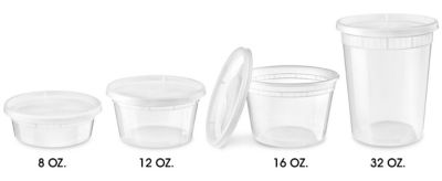 8,16, 32oz]-Heavy Duty Deli Plastic Food Storage Containers with