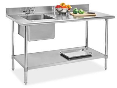 Tables de travail en acier inoxydable avec évier