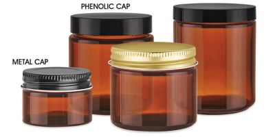 Amber Straight-Sided Glass Jars