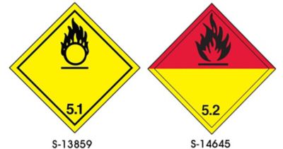 Étiquettes adhésives T.M.D., danger de classe 5