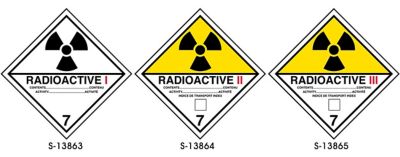 Étiquettes adhésives T.M.D., danger de classe 7