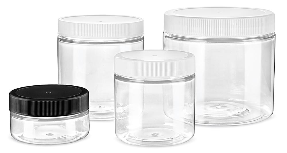 Clear PET Straight-Sided Plastic Jars