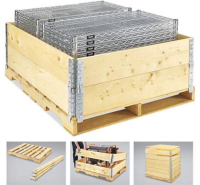 VidaXL Solid Wood Pine Pallet Collars - Stackable Foldable Storage Solution, Rustic Garden Bed, 59.1x19.7 Brown