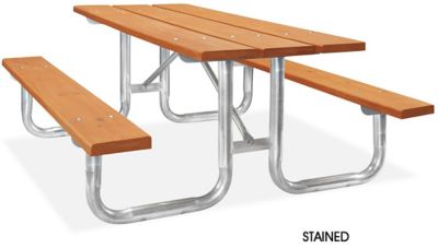 Wood Steel Frame Picnic Tables in Stock Uline