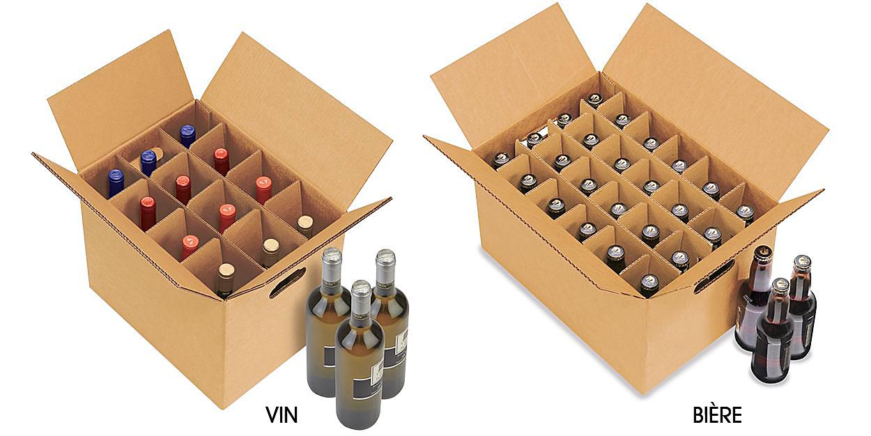 Boîtes de carton ondulé pour transport de bouteilles