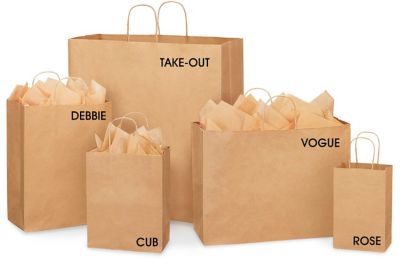 Kraft Paper Shopping Bags in Stock - ULINE