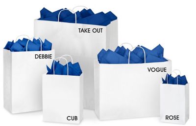 White Paper Shopping Bags - 14 x 10 x 15 1/2, Take Out S-9668 - Uline