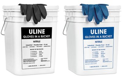 Uline Nitrile Gloves in a Bucket