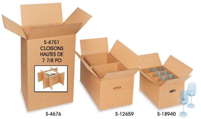 Boîtes d'emballage pour vaisselle et verres