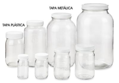 Frascos de Vidrio Transparente con Boca Ancha