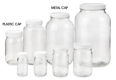 Skid Lot Wide-Mouth Glass Jars Bulk Pack - 1/2 Gallon, Metal Cap - ULINE - Qty of 360 - S-14489B-M