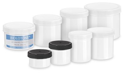 White Round Wide-Mouth Plastic Jars