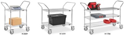 Chrome Heavy-Duty Wire Cart - 72 x 18 x 41, 2 Shelf H-1754 - Uline