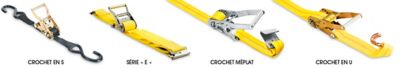 LiftAllᴹᴰ – Sangles à cliquet à crochet en S – 1 po x 15 pi, capacité de 2 100  lb H-1795 - Uline