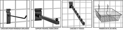 Accessoires en métal pour panneau grillagé