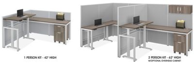 Single Row Adjustable Height Privacy Workstations