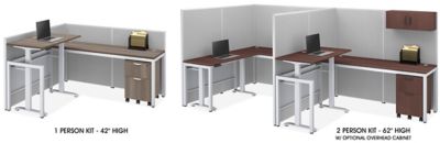 Single Row Adjustable Height Privacy Workstations