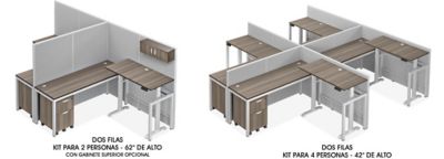 Sistemas Modulares de Oficinas Privadas de Altura Ajustable - Dos Filas