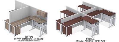 Sistemas Modulares de Oficinas Privadas de Altura Ajustable - Dos Filas