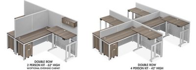 Double Row Adjustable Height Privacy Workstations