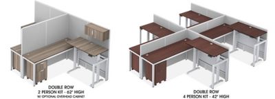 Double Row Adjustable Height Privacy Workstations