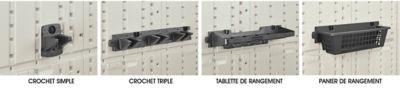 Tablettes et accessoires pour remises