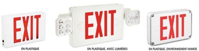 Enseignes de sortie câblées en plastique