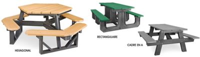 Tables de pique-nique en plastique recyclé