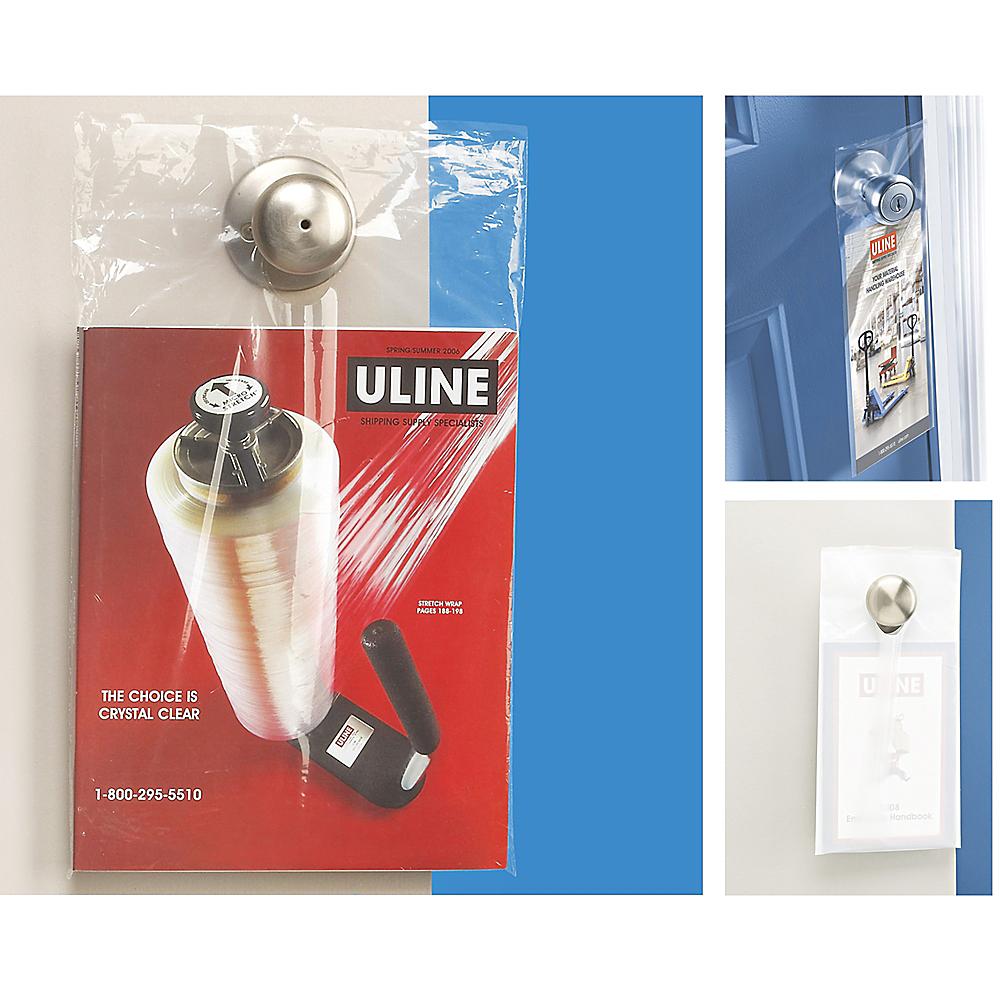 2 pack S-2177C Bundle of 100 Uline 9 x 14 1.5 mil Clear Doorknob Bags Literature Drop Bags 